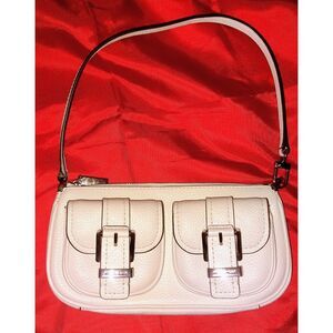MICHAEL Michael Kors Zoe Small Convertible Pouchette White Leather Shoulder Bag